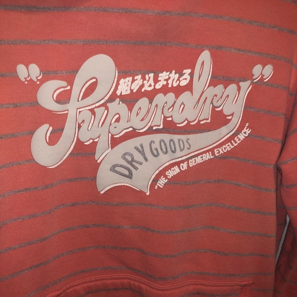 SUPERDRY Peach & Grey Striped Hoodie - Picture 2 of 3
